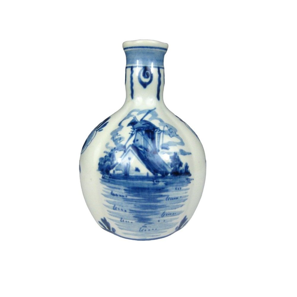 P Hoppe Windmill Decantor Creme de Menthe Hand-painted Holland EMPTY NO LID